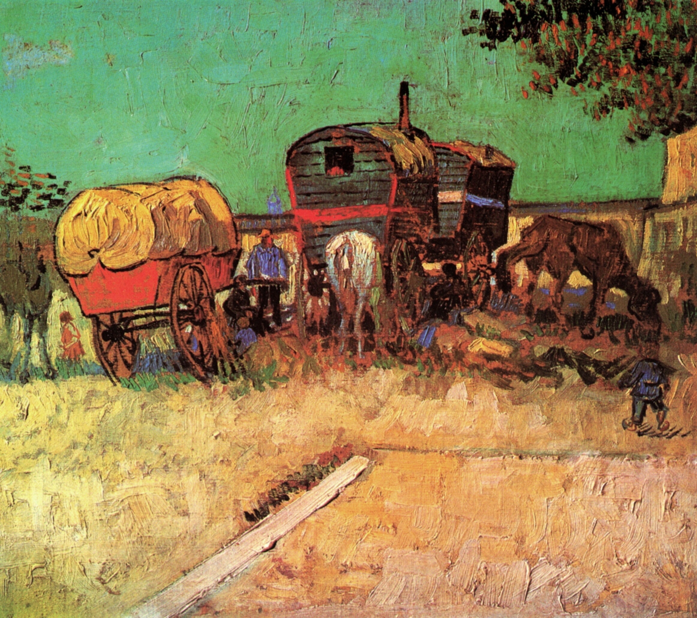 Картина Ван Гога Стоянка цыганского каравана 1888